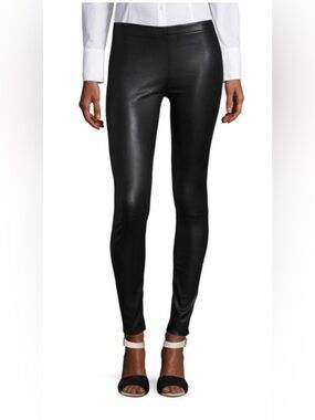 Lamarque Black genuine 100% lamb Leather Leggings size M